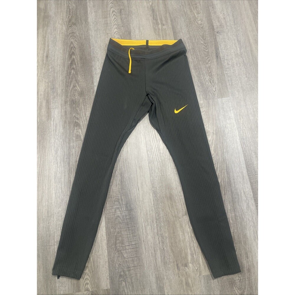 Nike Pro Elite Running Tights Grey Yellow DA3061-066 Size M Made in USA